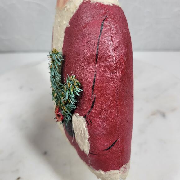 Vintage Santa Claus Sack Red Hand Made Stuffed Christmas Decor Signed 1989 - Picture 5 of 13